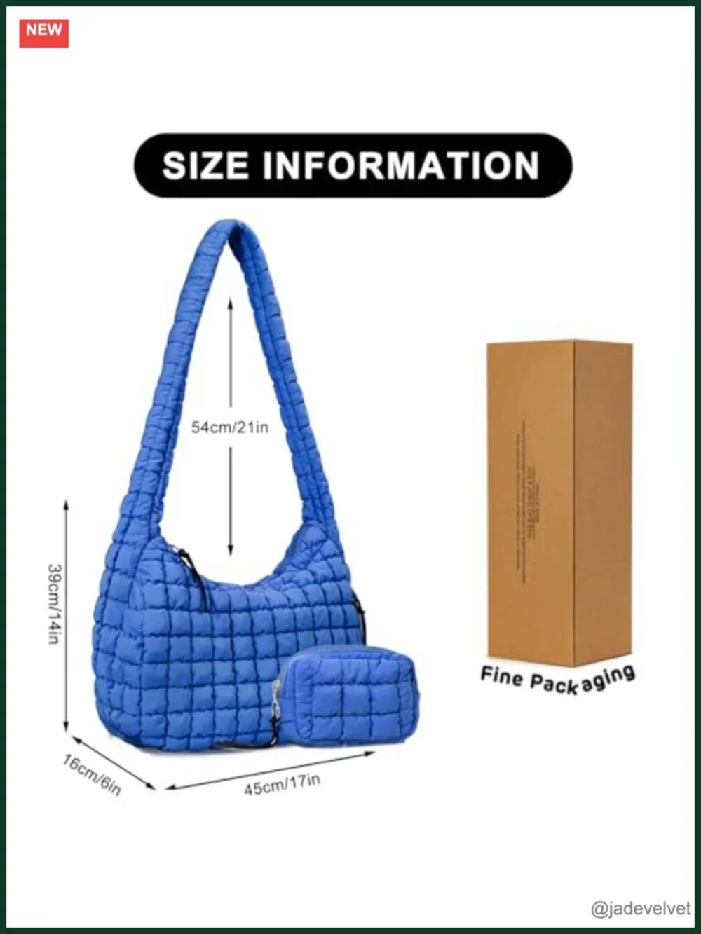 Large Quilted Puffer Tote Bag with Crossbody Strap and Makeup Bag